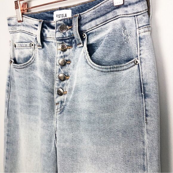 PISTOLA | Light Wash Blue Denim Skinny Jeans Exposed Button Fly Women’s Size 28 - Picture 7 of 12